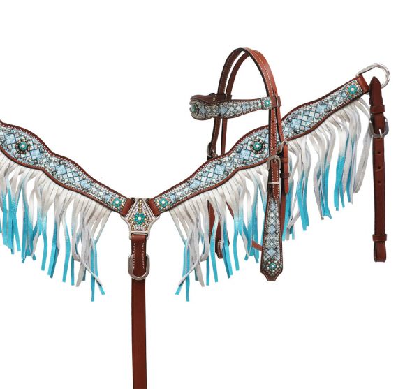 Showman ® Blue Diamond Headstall and Breast Collar Set