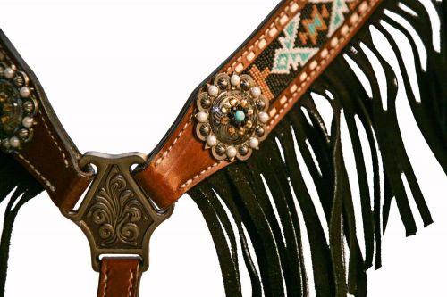 Showman® Navajo Fringe Headstall and Breast Collar 4 Piece Set