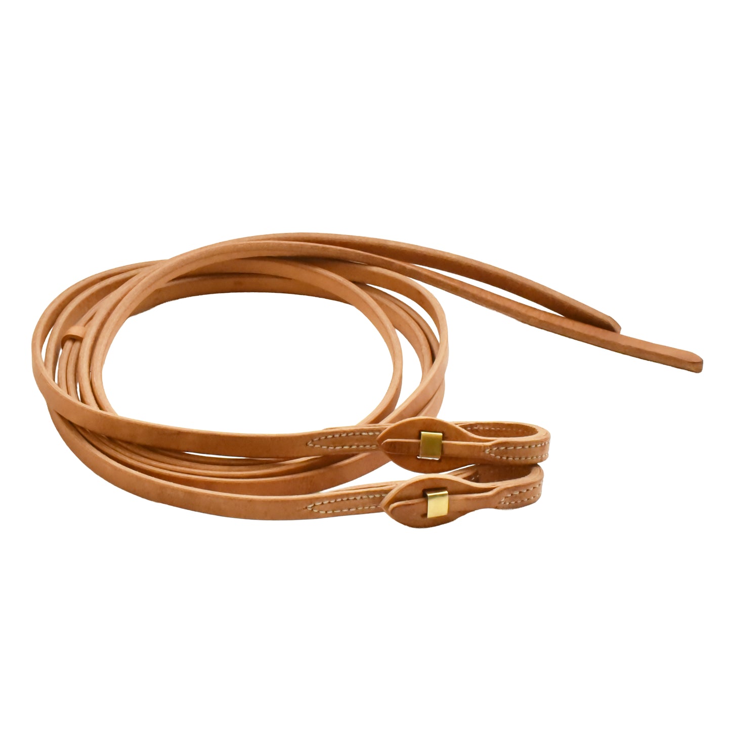 AJ Tack Harness Leather Brass Quick Change Split Reins - 5/8in x 8ft