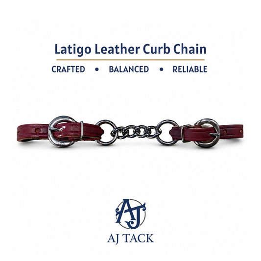 AJ Tack Latigo Leather Curb Chain, Made in the USA