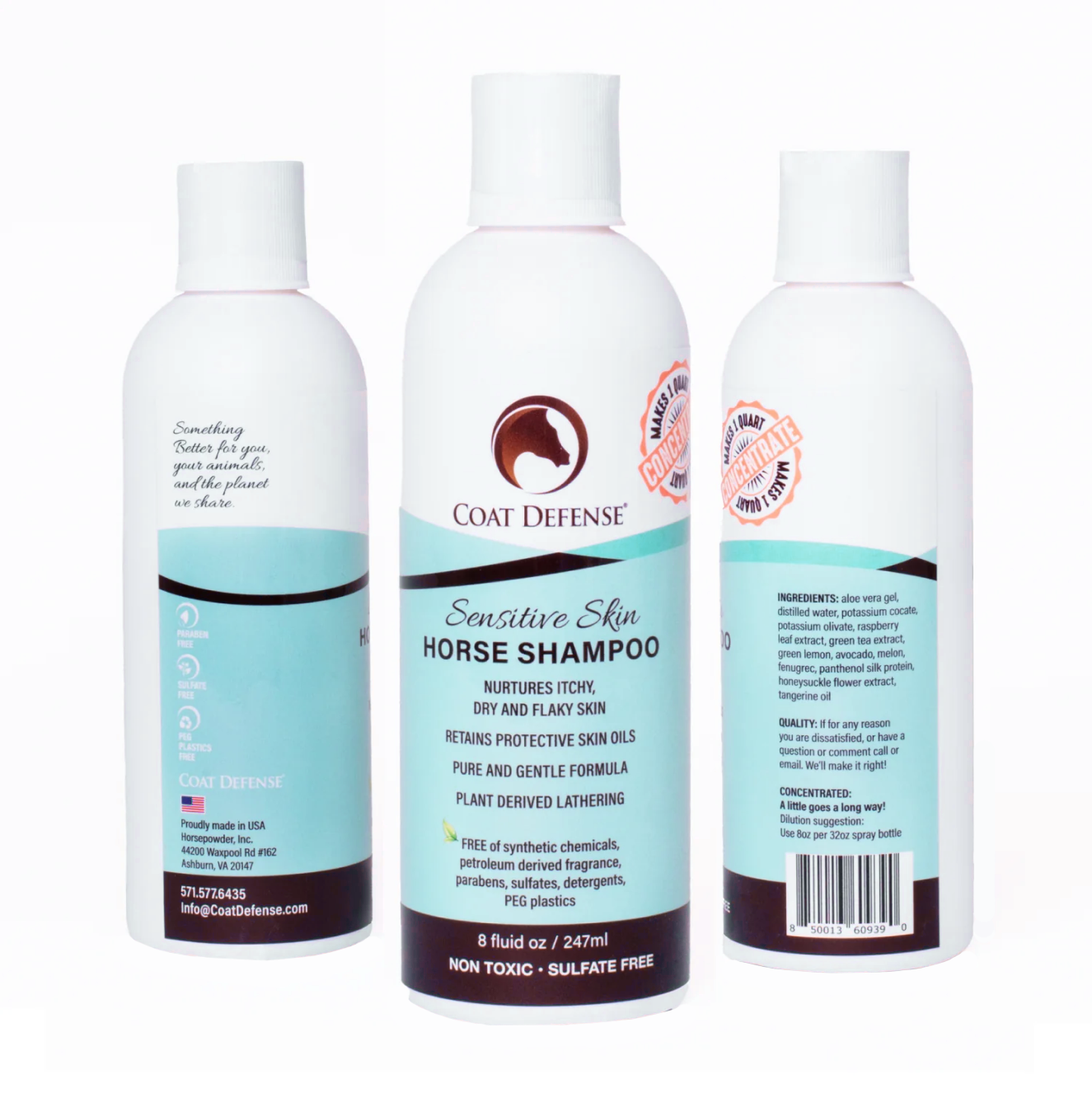 Coat Defense Sensitive Skin Horse Shampoo - 8oz Concentrated
