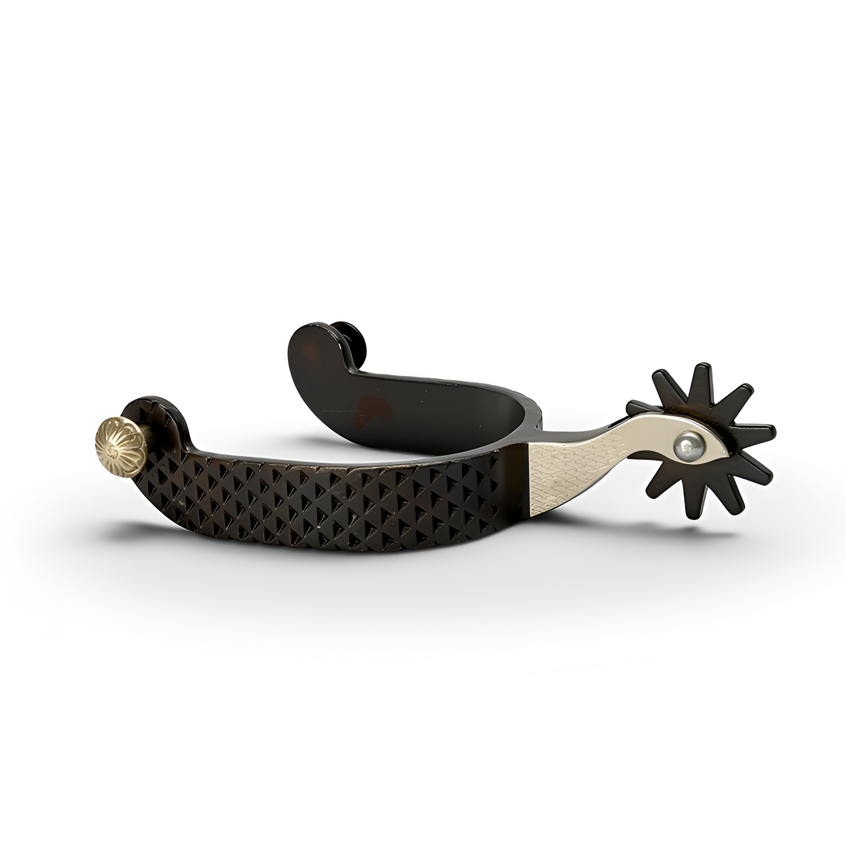 AJ Tack Black Rasp Western Spurs Men | Engraved Silver Shank