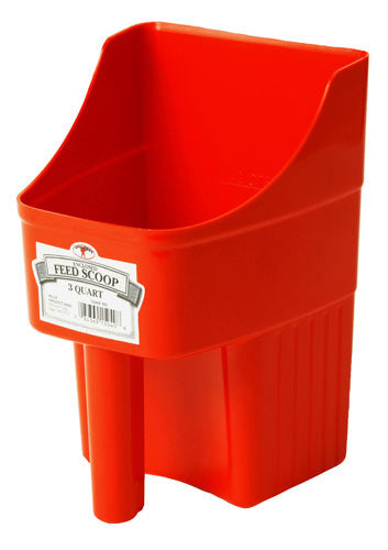 Red three quart Feed Scoop with handle