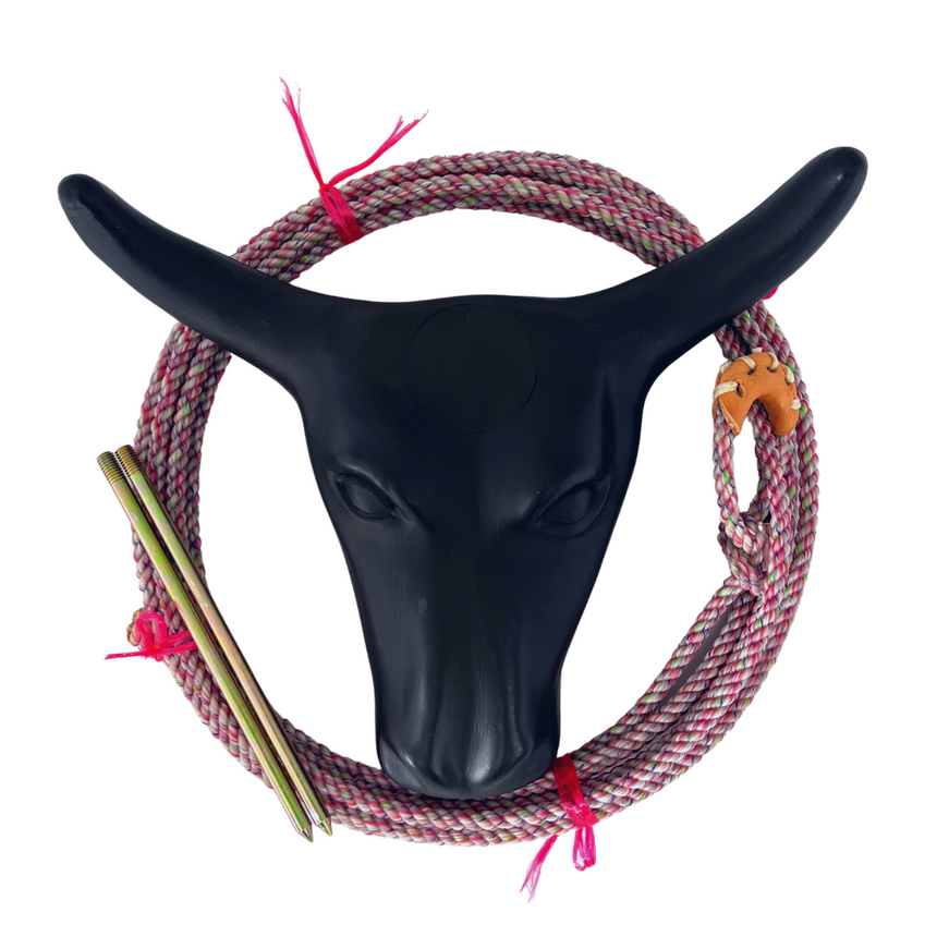 AJ Tack Junior Steer Head Dummy Set with purple rope