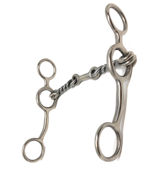 AJ Tack Jr. Cowhorse Dogbone Twist Gag Bit - Stainless Steel