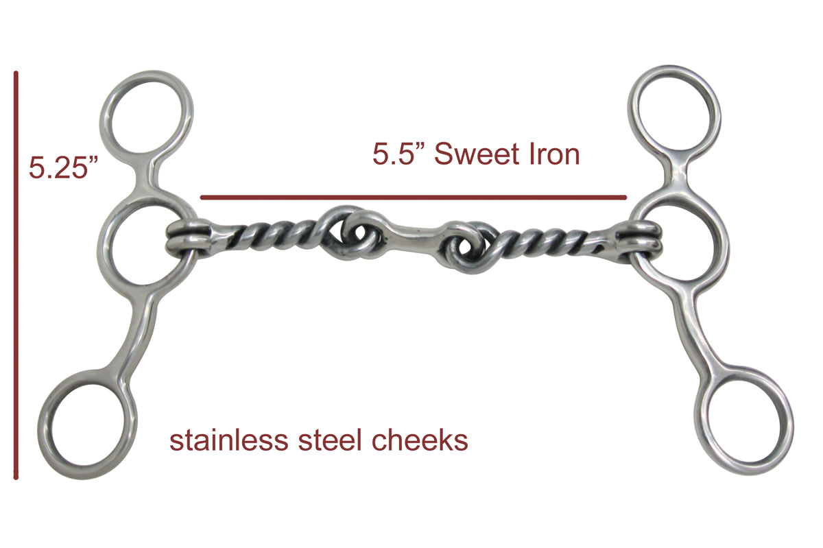 AJ Tack Jr. Cowhorse Dogbone Twist Gag Bit - Stainless Steel