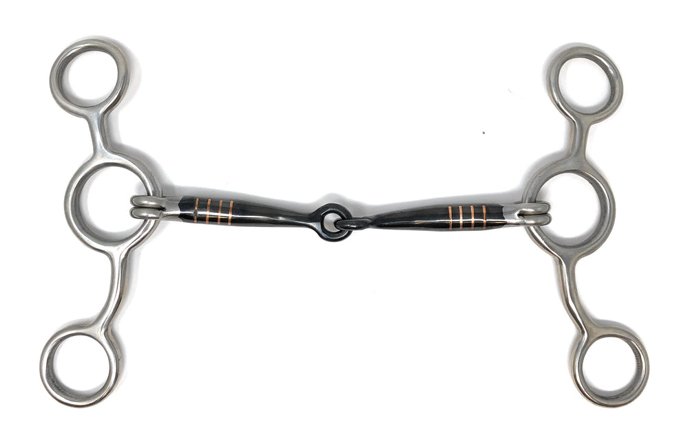 AJ Tack Jr Cow Horse Sliding Gag Horse Bit 6 inch Sweet Iron Snaffle with Copper Inlay