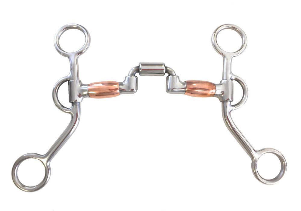 AJ Tack Argentine Square Port Correctional Bit with Copper Rollers