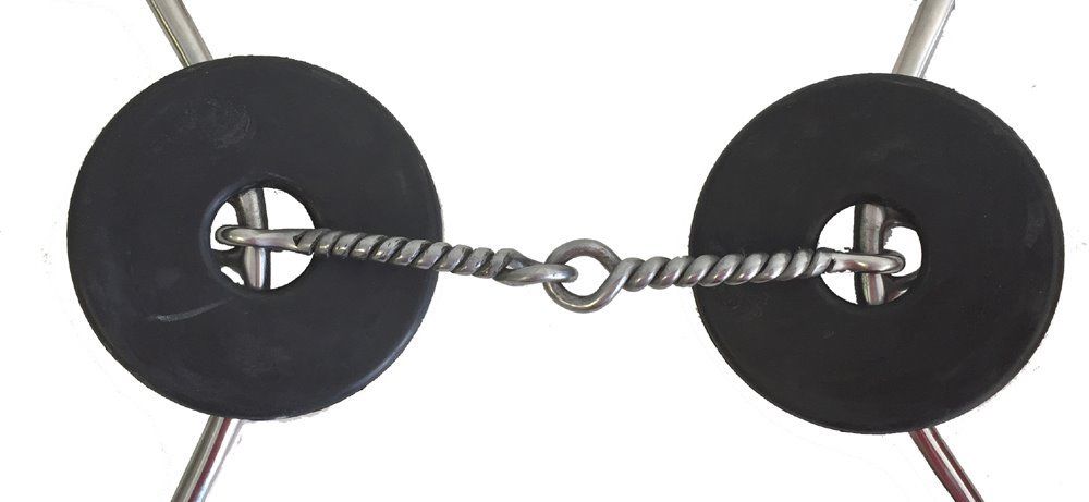 AJ Tack Horse Lifter Gag Bit Sweet Iron Twisted Wire Snaffle Cheek Guards Medium Shank