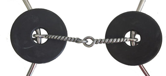 AJ Tack Horse Lifter Gag Bit Sweet Iron Twisted Wire Snaffle Cheek Guards Medium Shank