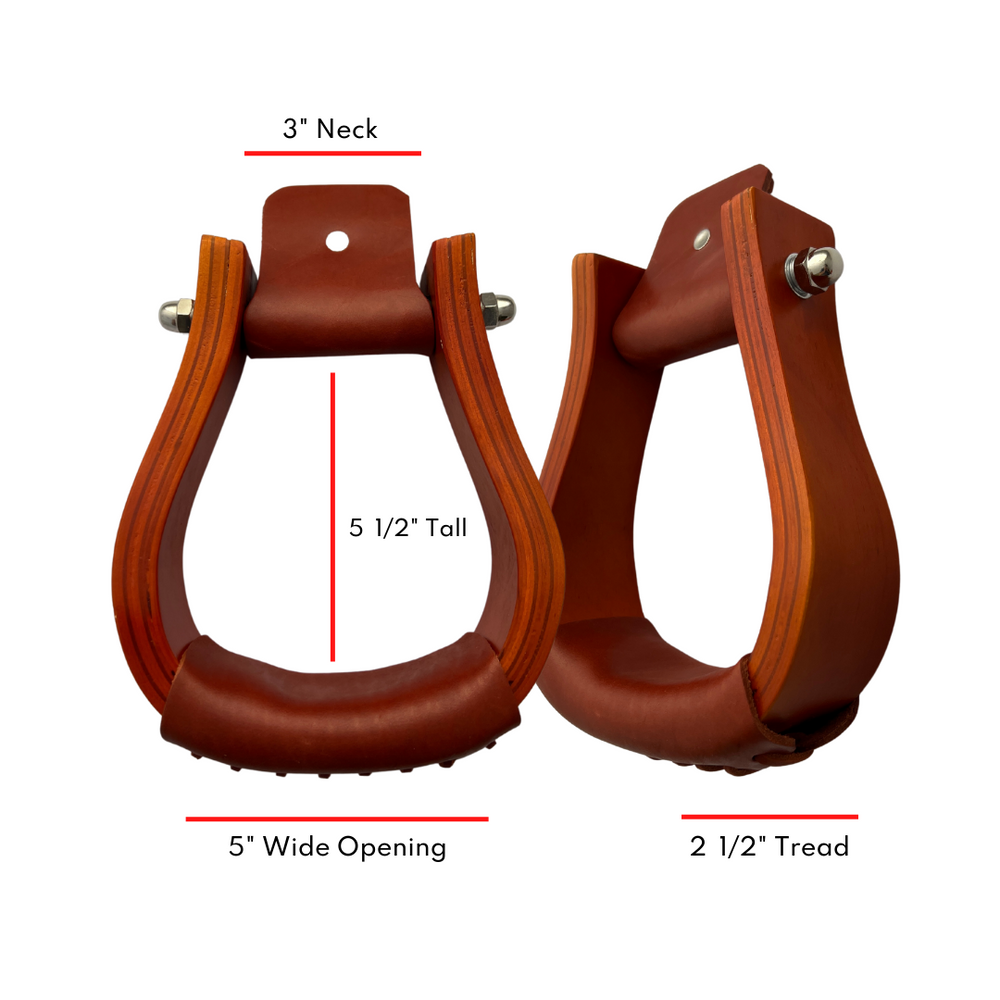 AJ Tack Stained Wood Bell Stirrup Size Chart