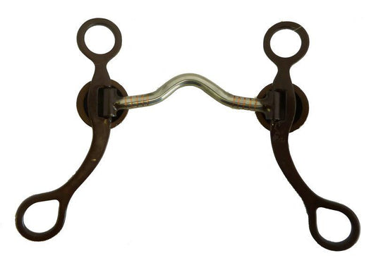 Texas Star Low Port Show Bit Sweet Iron Antique Brown Color Copper Inlay 5"