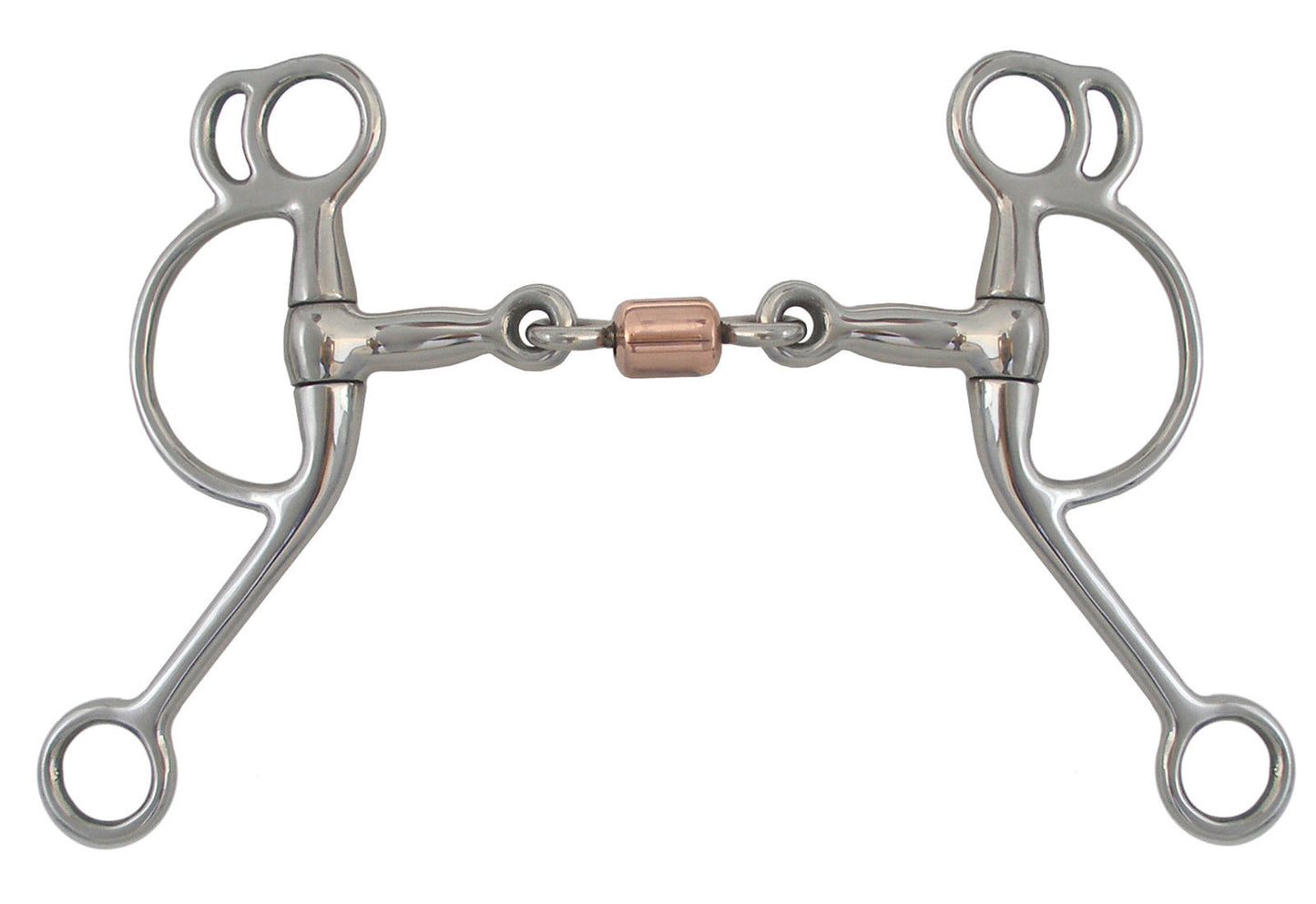 AJ Tack Double Rein Tom Thumb 3 Piece Copper Roller Bit