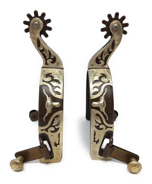 AJ Tack Antique Brown Longhorn Spurs - Mens