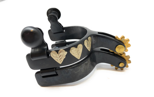 AJ Tack Baby Toddler Western Boots Spurs Silver Hearts Brass Rowels