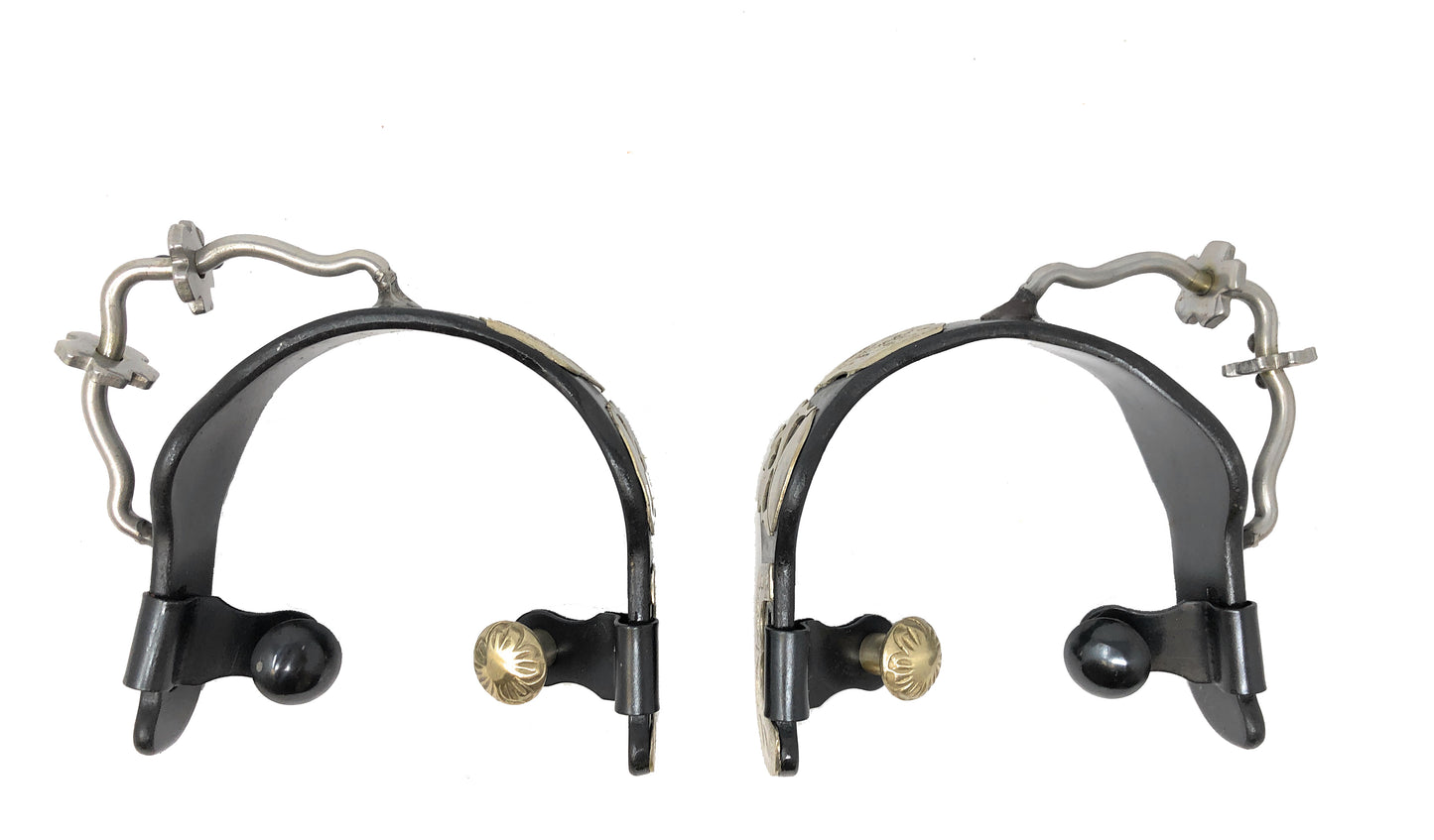 AJ Tack Antique Brown Pirate Skull Bumper Spurs with Rowels - Ladies