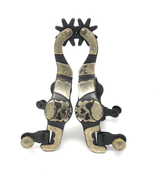 AJ Tack Antique Brown Pirate Skull Spurs - Mens