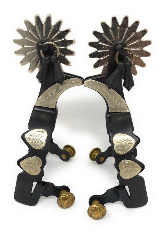 AJ Tack Antique Brown Hearts Spurs - Youth