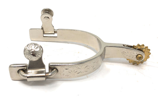 AJ Tack Mens Chrome Engraved Utility Spur