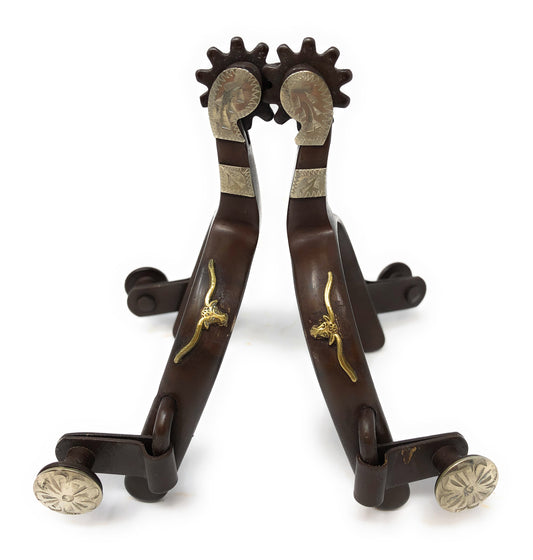 AJ Tack Antique Brown Longhorn Spurs - Youth