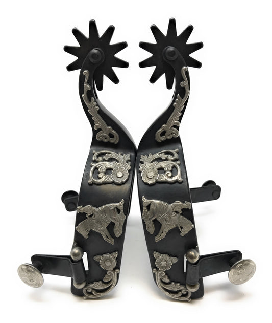 AJ Tack Black Steel Reining Horse Spurs - Mens