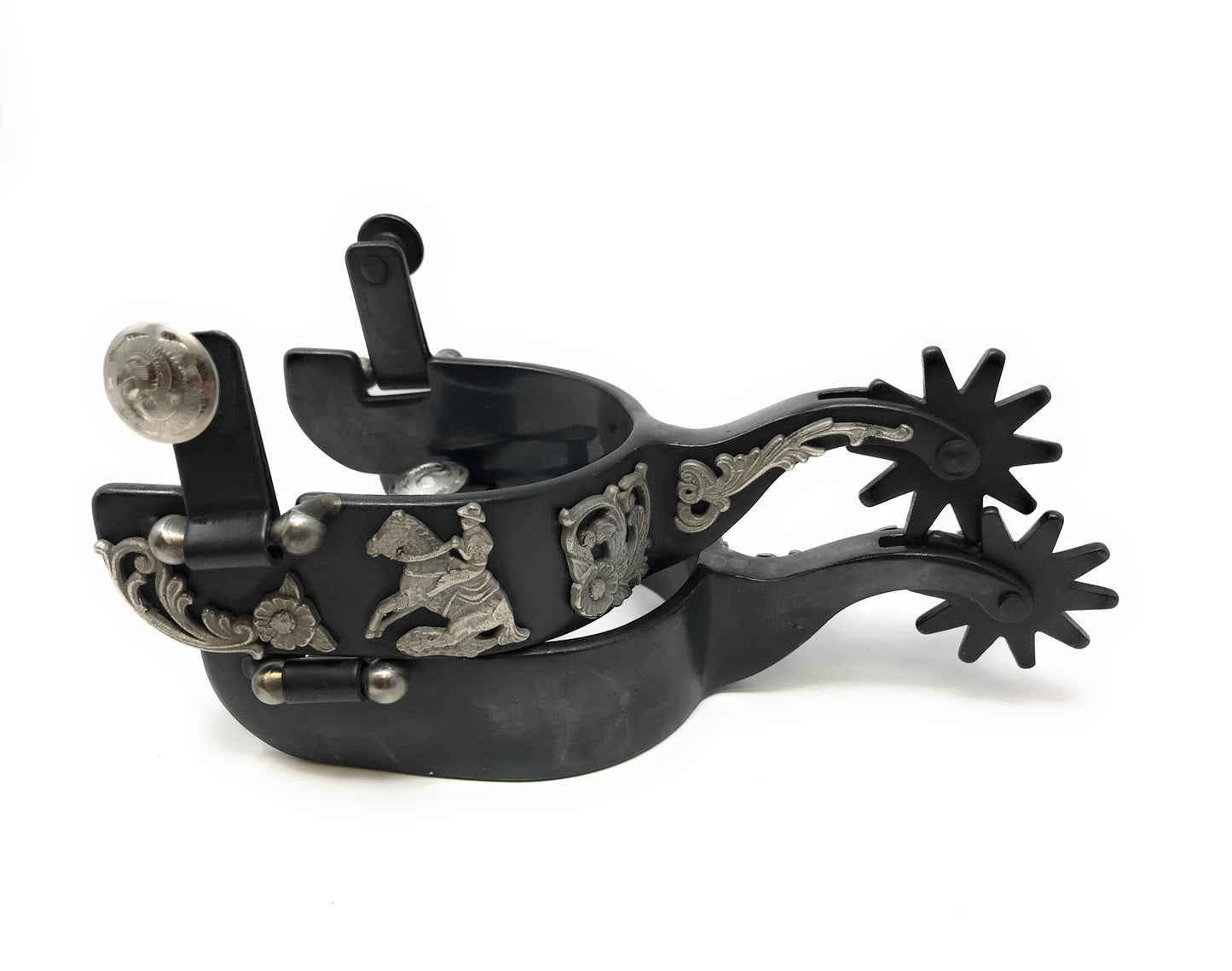 AJ Tack Black Steel Reining Horse Spurs - Mens