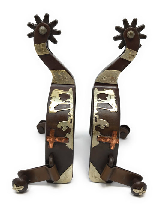 AJ Tack Praying Cowboy Cross Western Show Spurs Standing Horse Antique Brown Color Mens