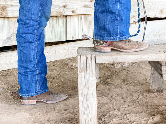 AJ Tack Praying Cowboy Antique Brown Spurs