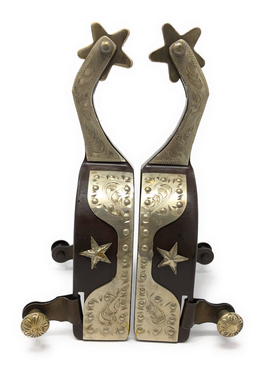 AJ Tack Antique Brown Star and Dots Spurs - Mens