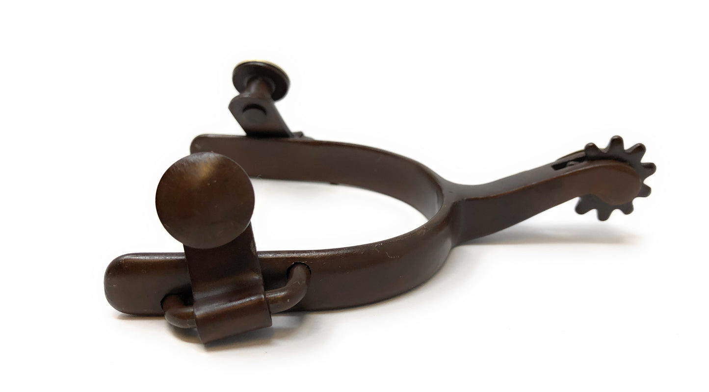 AJ Tack Antique Brown Steer Head Spurs - Youth