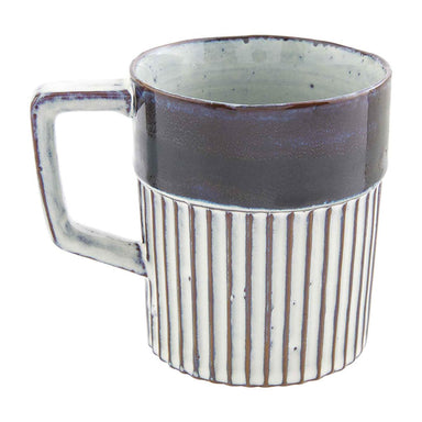 Ribbed Mug with blue and white accents