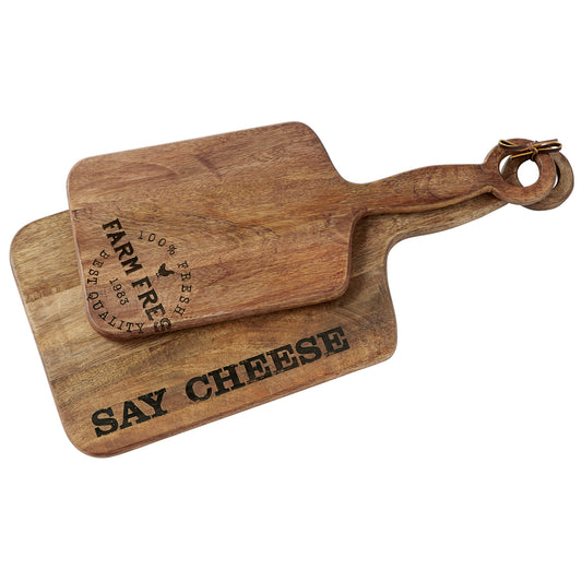Mud Pie Rustic Wood Board, Set of 2