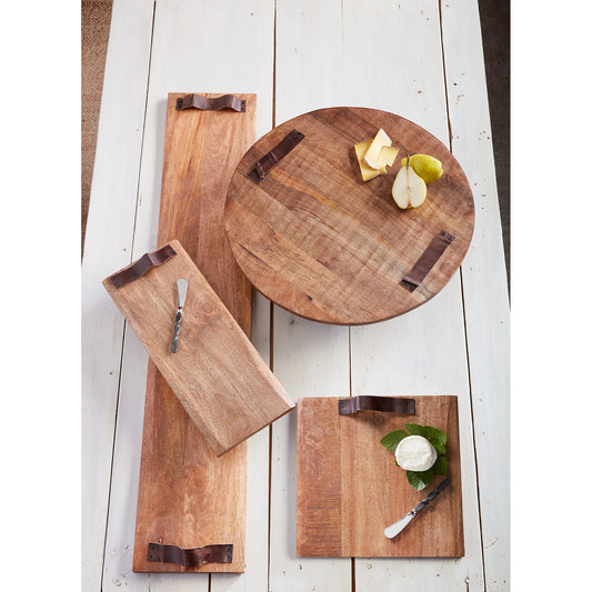 Mud Pie Leather Handle Serving Board