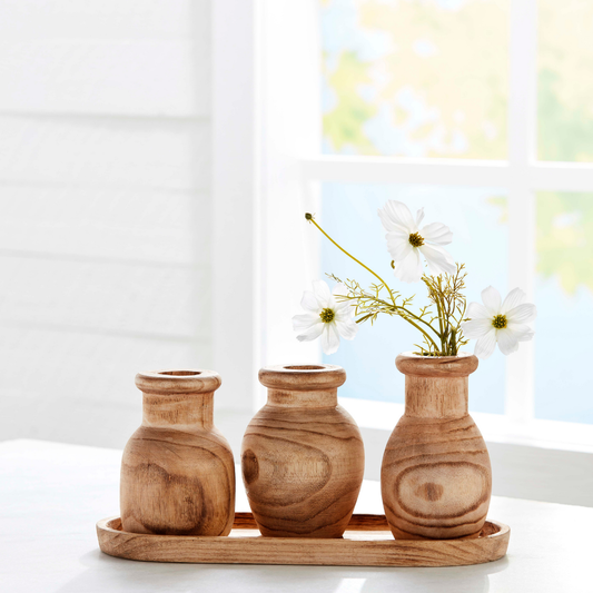 Mud Pie Paulownia Vase with Tray