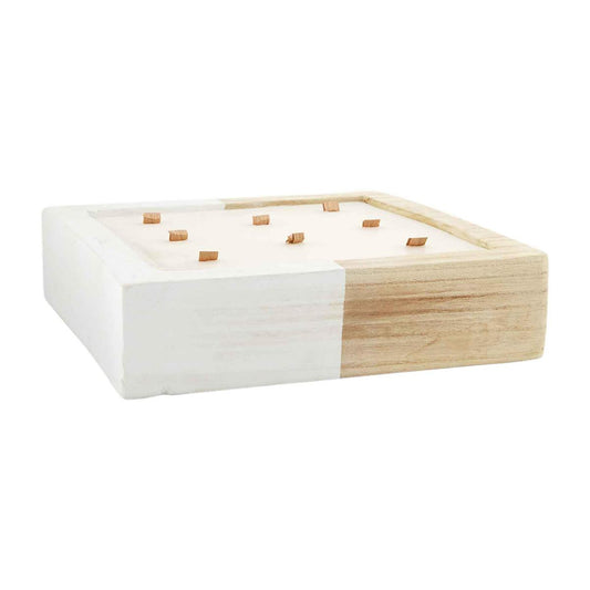 Mud Pie Paulownia Square Wood Citronella Candle