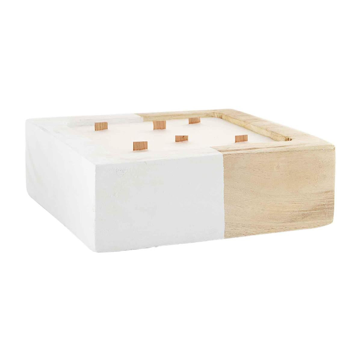 Mud Pie Paulownia Square Wood Citronella Candle