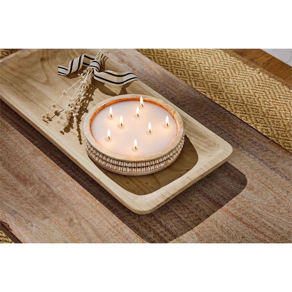 Mud Pie Wood Beaded Candle