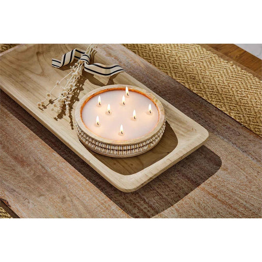 Mud Pie Wood Beaded Candle