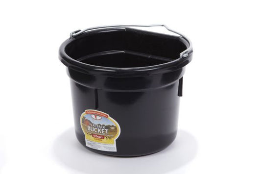 Black 8 quart Little Giant Flat Back Bucket with handle