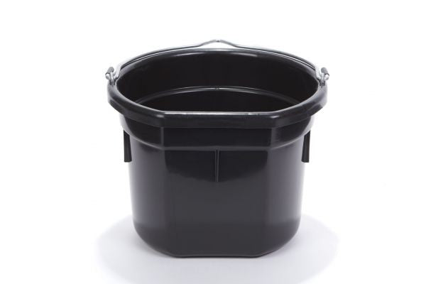 Black 8 quart Little Giant Flat Back Bucket with handle