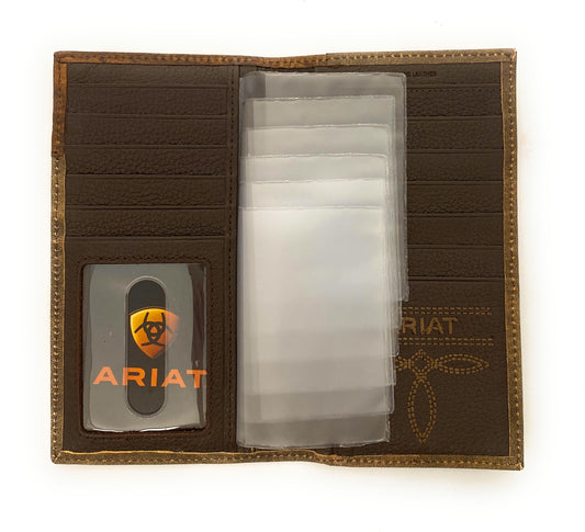 Ariat Mens Leather Wallet - Medium Brown Rodeo