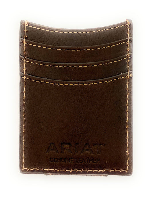 Ariat Mens Leather Tooled Card Case - Brown