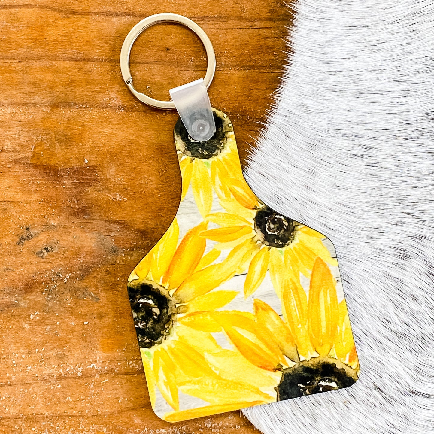 Cow Tag Keychain - Sunflower