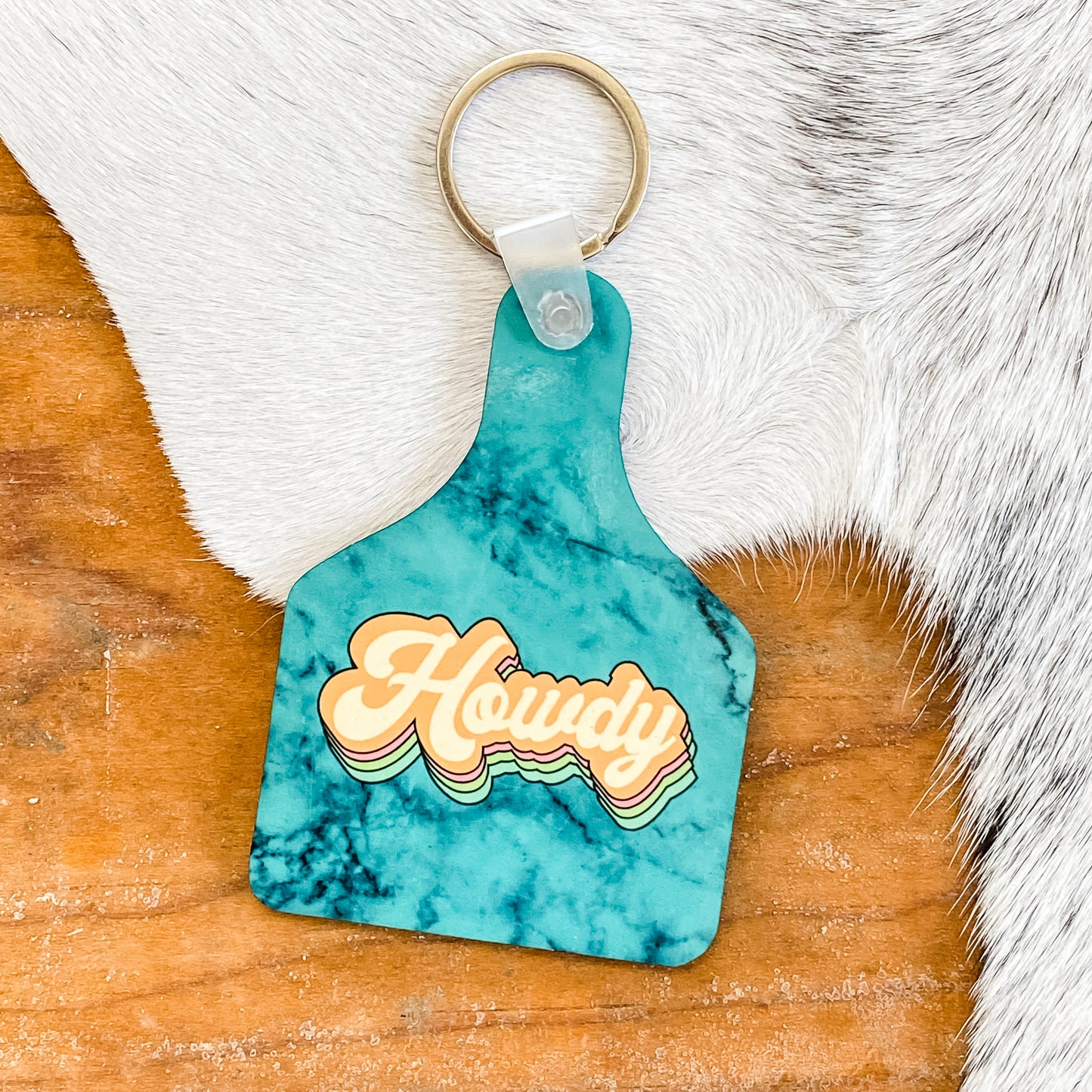 Cow Tag Keychain - Retro Cowboy