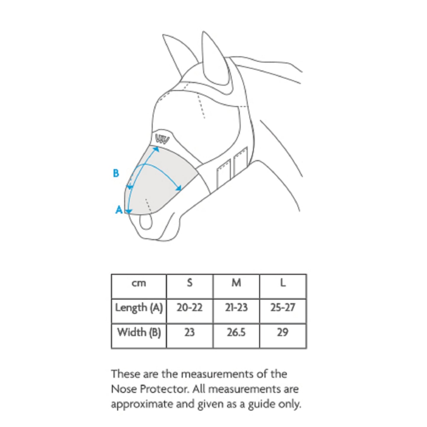 Woof Wear Nose Protector for UV Fly Mask Size Chart