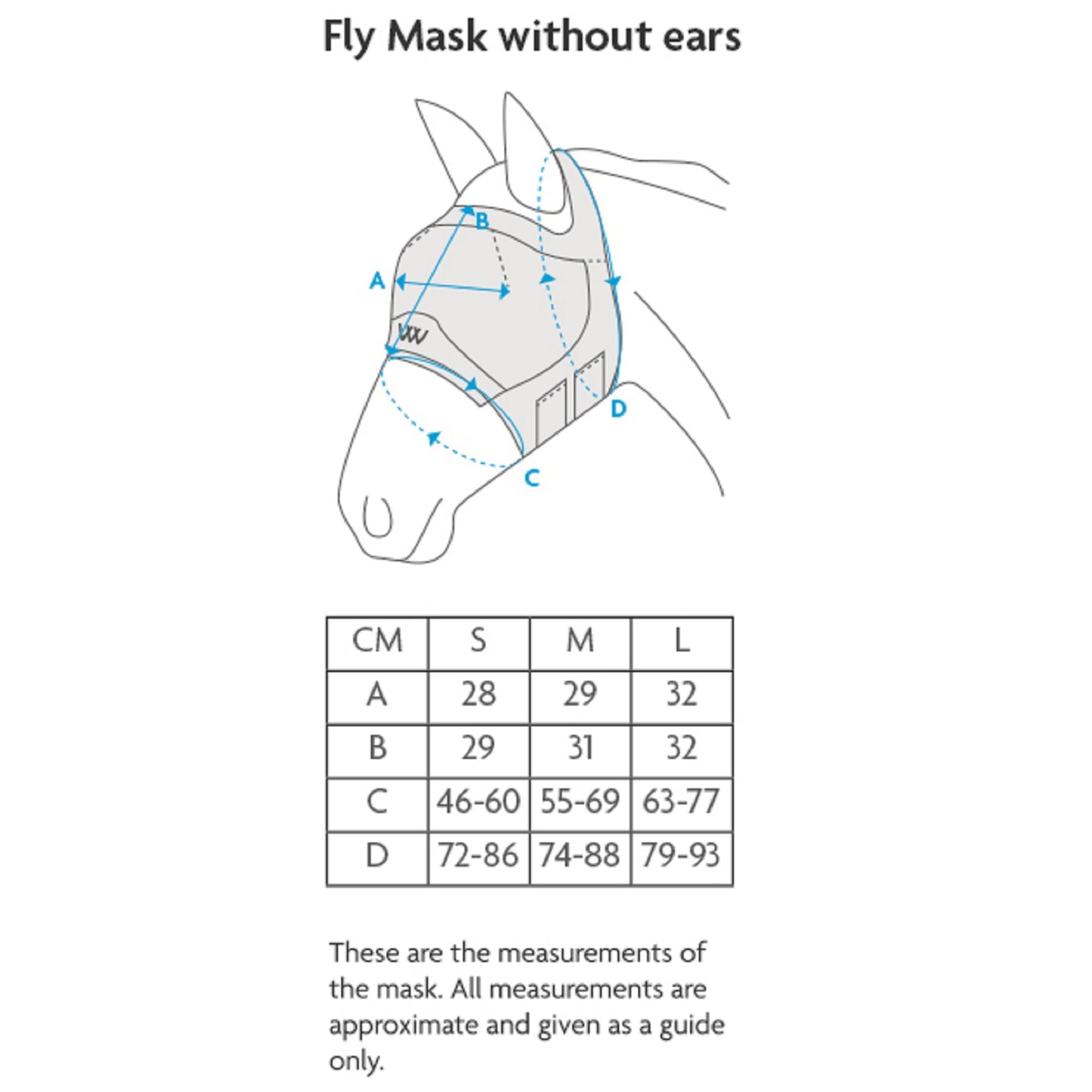 Woof Wear UV Fly Mask Size Chart