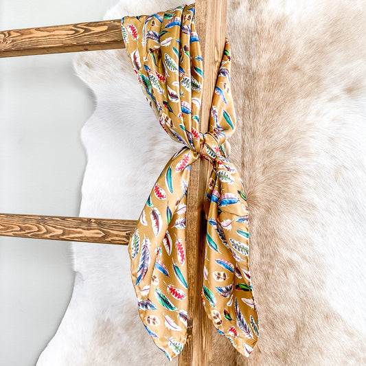Silk Wild Rag - Gold Feather
