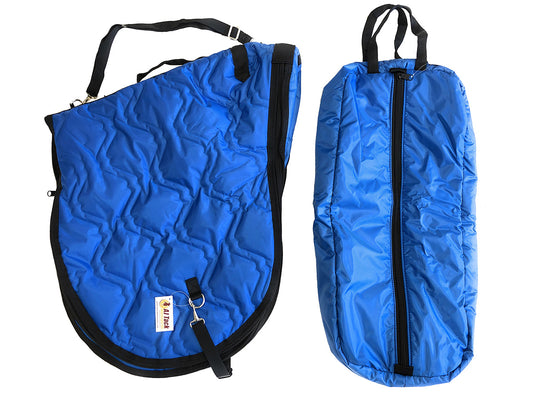 AJ Tack English Padded Saddle and Bridle Carrier Set Royal Blue