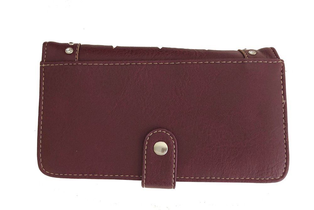 Concealed Carry Flower and Rhinestone Bifold Wallet with snap closure