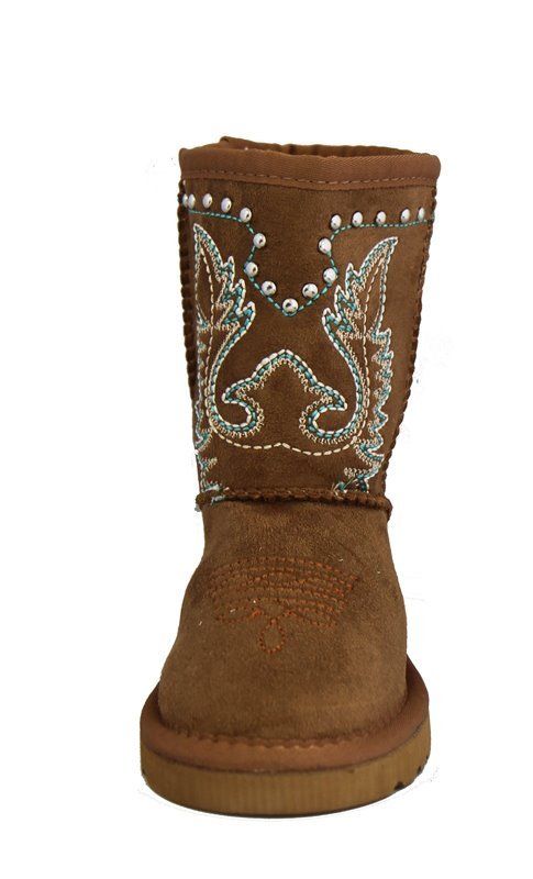 Montana West Kids Embroidery Boot Brown Front